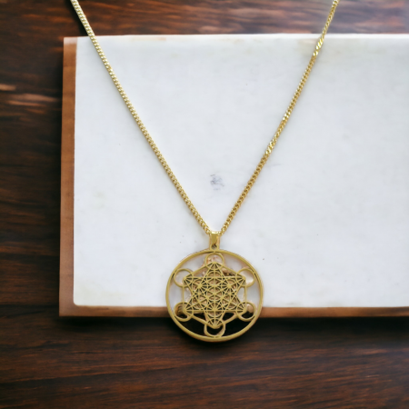 collier metatron doré acier inoxydable